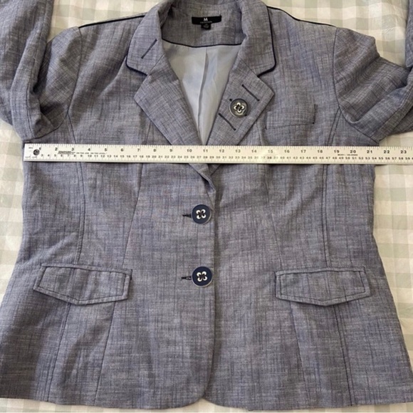 M Collection blazer cotton blend blue vest size 14 denim mix plus size jacket - Picture 13 of 16